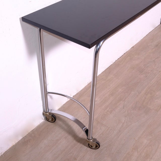Black Serving Trolley for Double Bed Console with Wheels, Italy, 1980s For Sale - Image 8 of 12