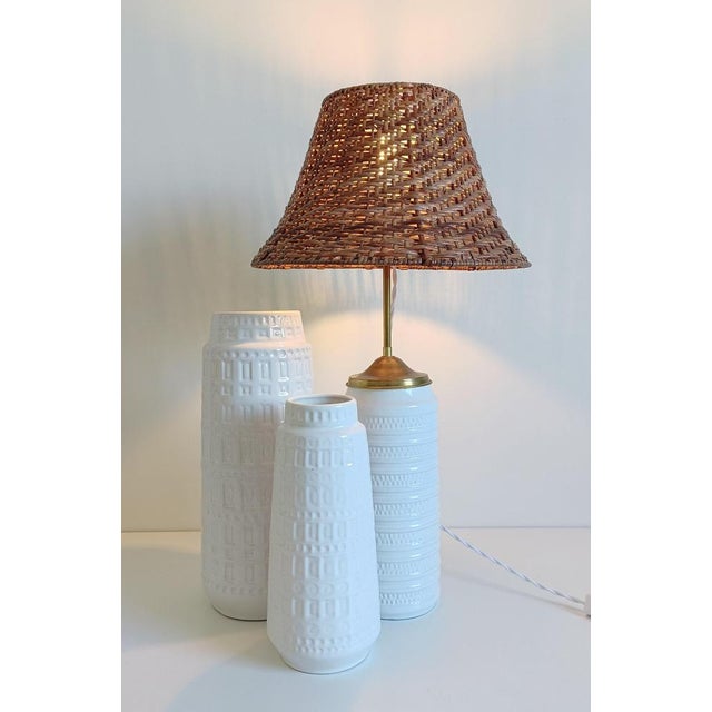 Mid-Century Modern West German White Glazed Ceramic Vases by Scheurich, 1950s, Set of 2 For Sale - Image 9 of 17