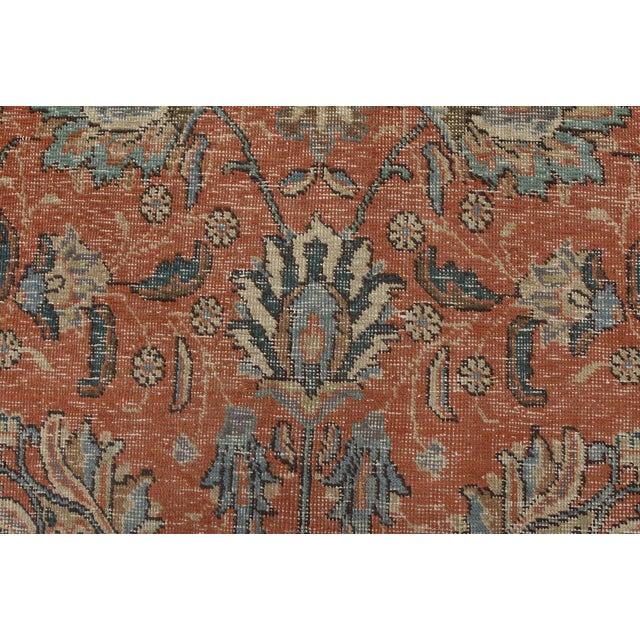 Tabriz Rug 9’9” X 12’8” Pink Wool Vintage Distressed Hand-Knotted Carpet For Sale - Image 9 of 15