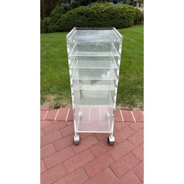 Akko Clear Acrylic Rolling Storage Cart, Mid-Century For Sale - Image 4 of 8
