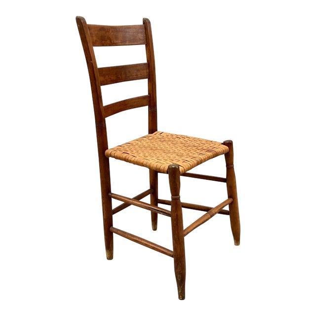 Antique Danish Rustic Shaker Style Woven Seat Chair For Sale