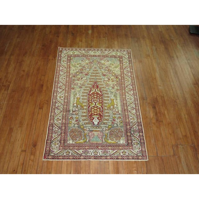Early 20th Century Early 20th Century Zabihi Collection Animal Motif Turkish Pictorial Rug - 4'4" x 7' For Sale - Image 5 of 6