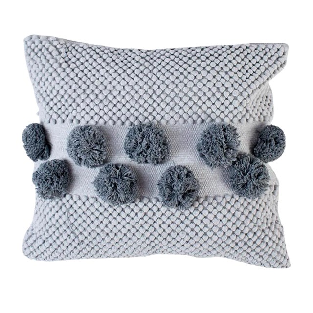 Grey Pompom Mushroom Pillow by R & U Atelier For Sale