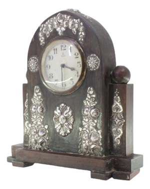 Regulator Clock in Wood with Silver Applications
