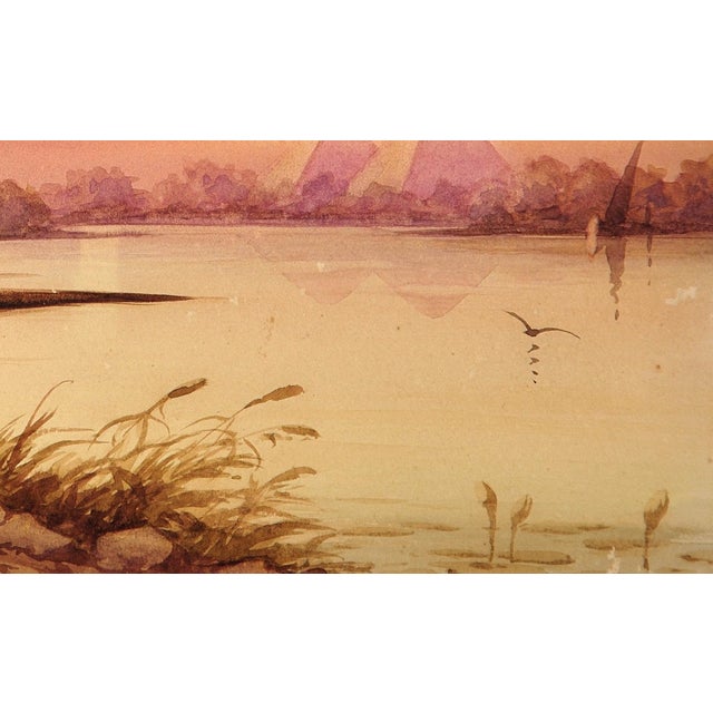Edwin Lord Weeks, Travellers by a River Nile Tributary at Sundown, Egypt, 1800s, Watercolor & Paper For Sale - Image 9 of 18