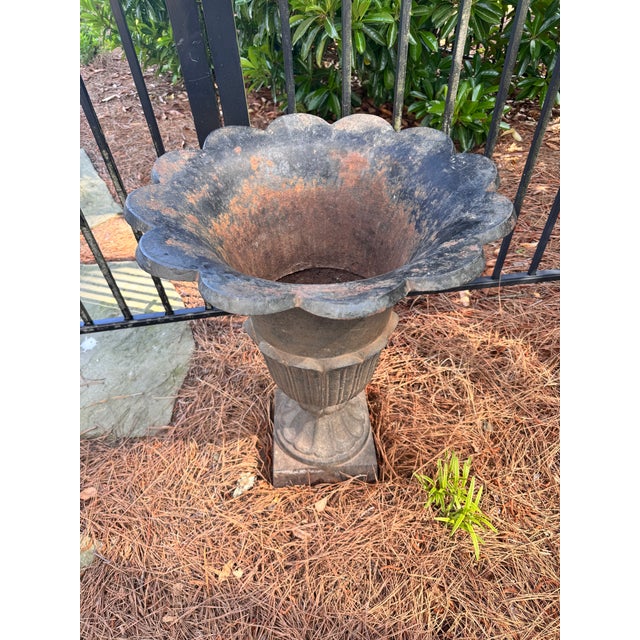 Pair of Large Cast Iron Urn/Planters For Sale - Image 4 of 5