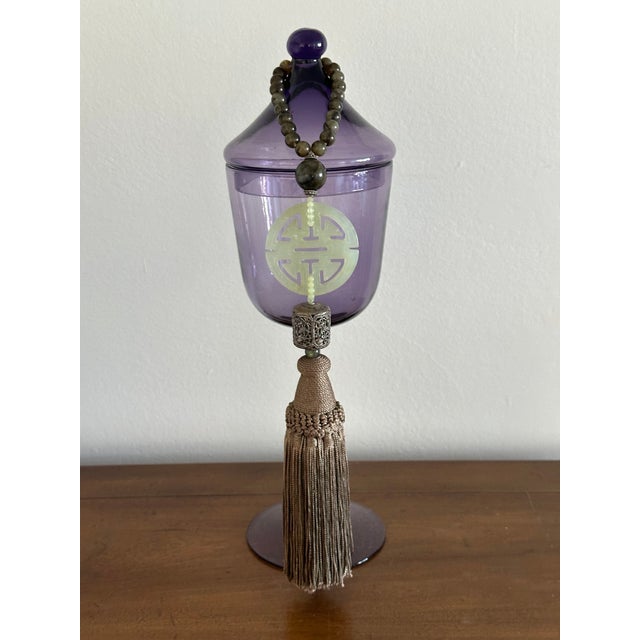 Chinoiserie Sterling and Jade Beaded Tassel Handmade For Sale - Image 3 of 8