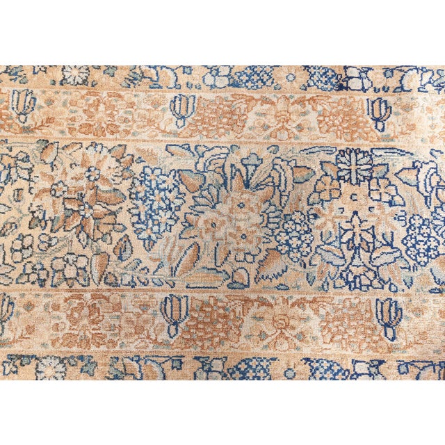 Fine Antique Persian Kirman Beige, Blue, Green Handmade Wool Rug For Sale - Image 9 of 9