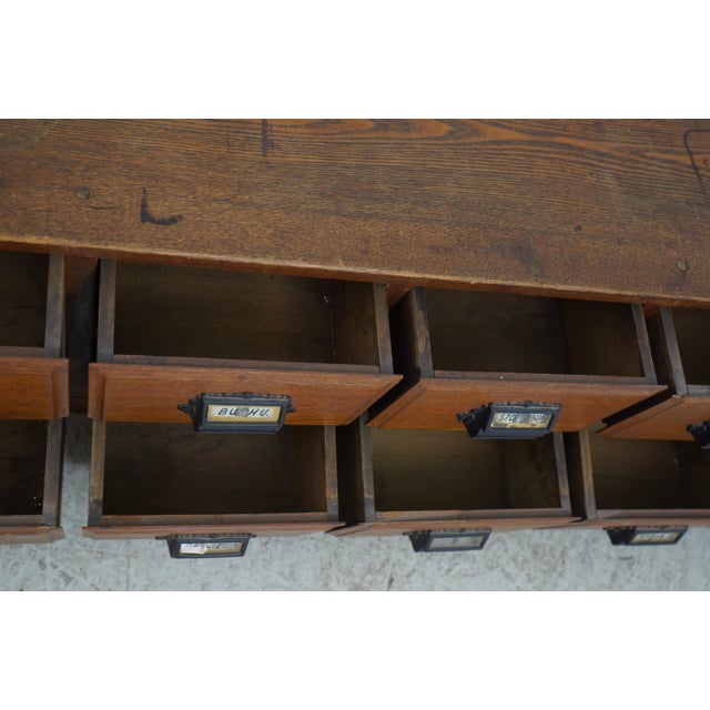 Antique 12 Drawer Oak Apothecary Cabinet For Sale - Image 4 of 18