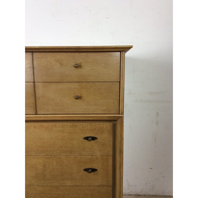 Mid Century Modern Highboy Dresser With Limed Walnut Finish For Sale - Image 16 of 18