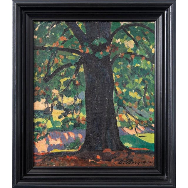 Pierre Borgomano, Tree in Summer, 20th Century, Oil Painting on Canvas For Sale - Image 6 of 10