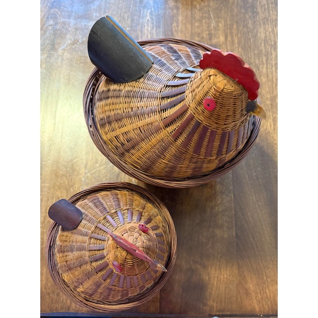 Wood Boho Shanghai Weave Chicken Baskets For Sale - Image 7 of 12