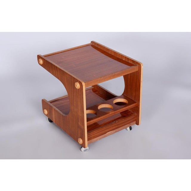 1960s Mid-Century Mahogany Trolley, Czechia, 1960s For Sale - Image 5 of 9