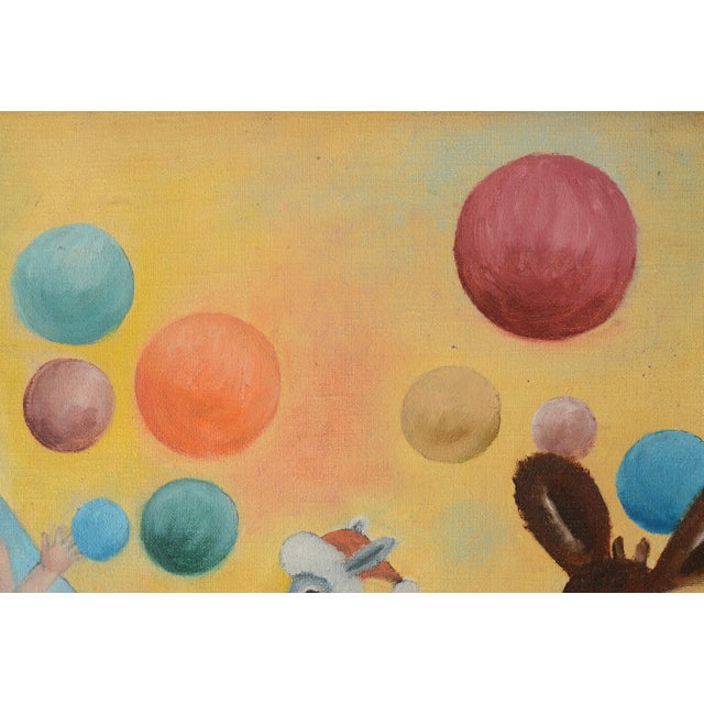 Vintage Mid Century Bubble Bath Boy Surrealist Art Painting For Sale In San Francisco - Image 6 of 10