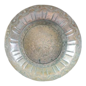 19th Century Antique Middle Eastern Decorative Carved Copper Plate