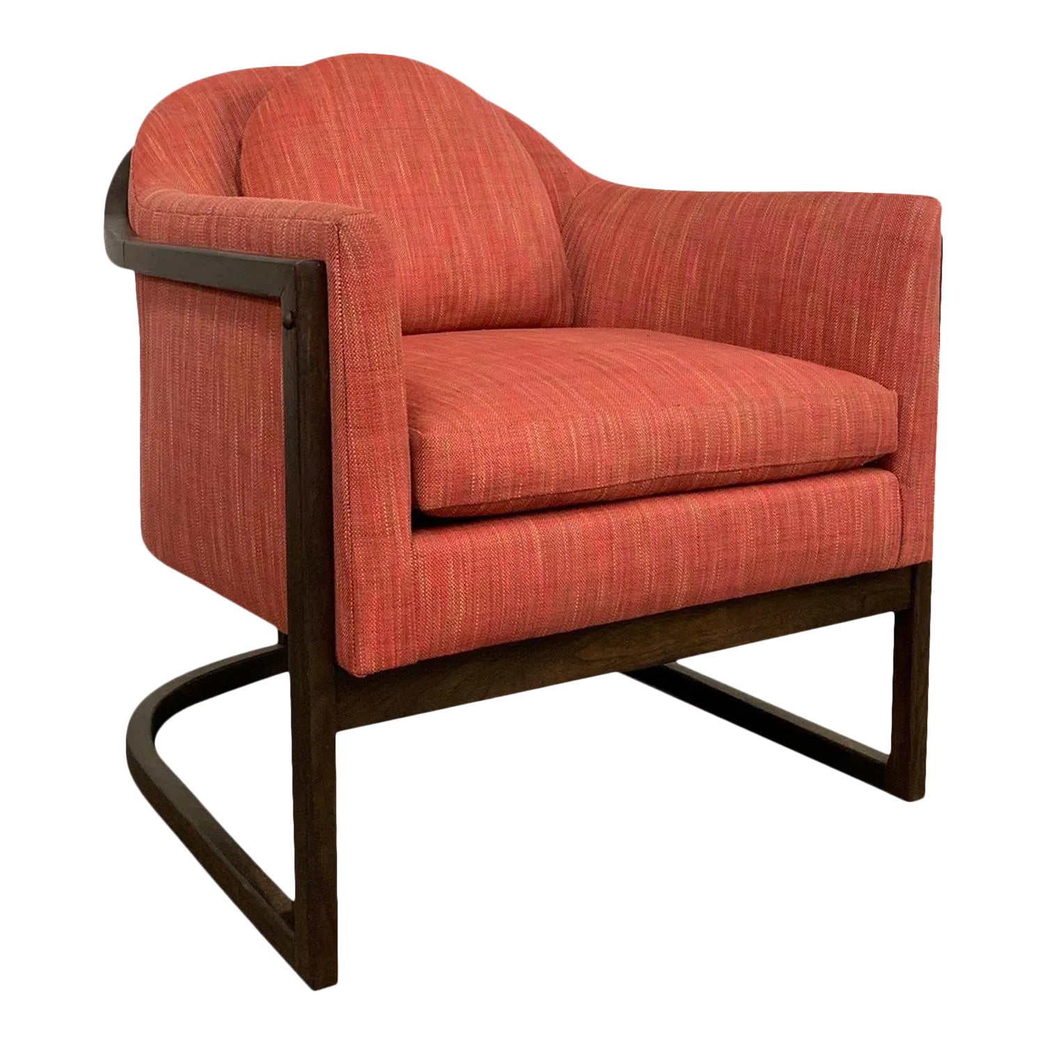MidCentury Modern Upholstered Barrel Club Chair Chairish