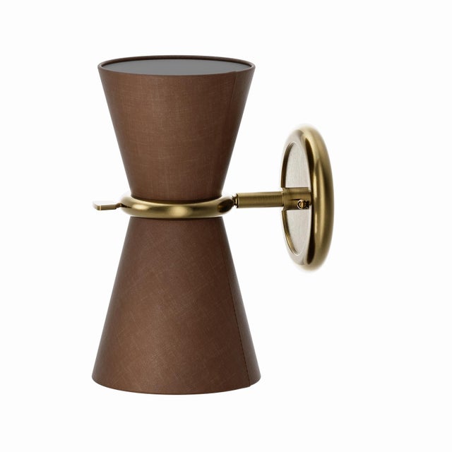 Mid-Century Modern Regina Andrew Gable Sconce, Antique Natural Brass with Russet Shade For Sale - Image 3 of 5