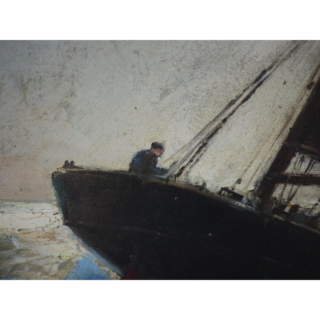 Franz Müller-Gossen, Sailboats in a Storm, 1920s, Oil on Canvas For Sale - Image 9 of 18