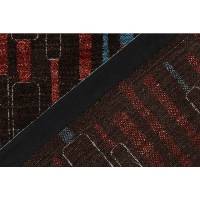 2010s Hand-Knotted Modern Rug in Brown, Red and Blue Pattern by Rug & Kilim For Sale - Image 5 of 5