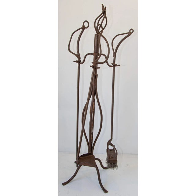 Mid-Century Sculptural Iron Forged Oversized Fire Place Tools - 4 Pieces For Sale - Image 13 of 13