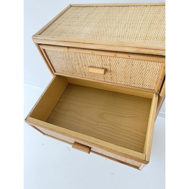 Wood Vintage Rattan Wicker 6-Drawer Dresser, 1960s For Sale - Image 7 of 14