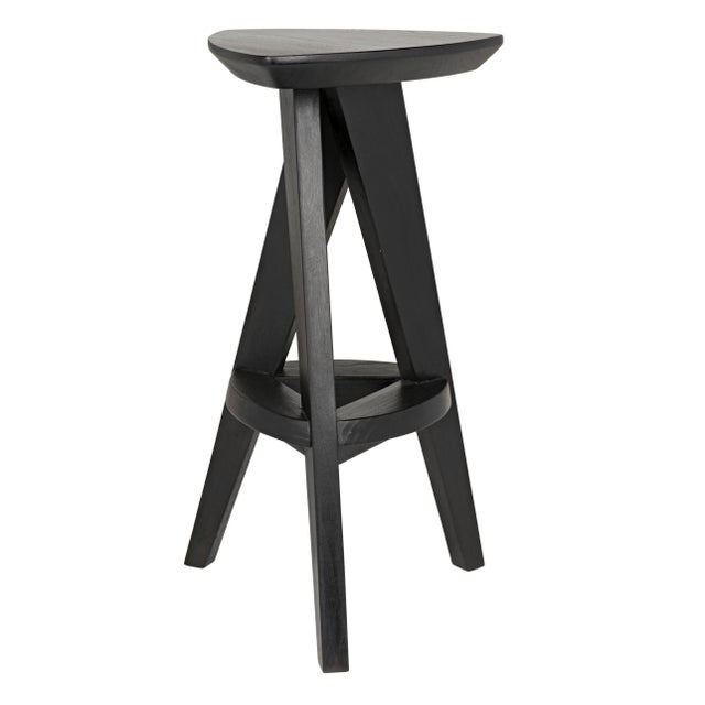 Wood Twist Counter Stool, Charcoal Black For Sale - Image 7 of 7