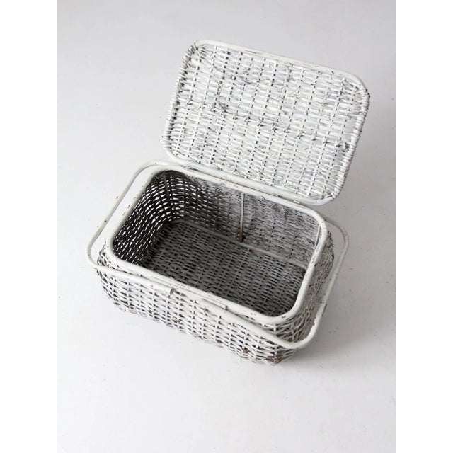 Vintage White Wicker Basket For Sale - Image 9 of 11
