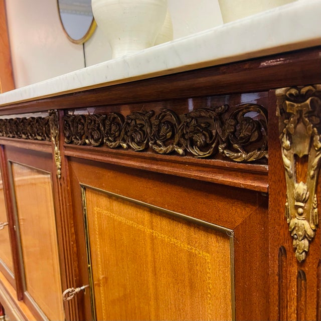 1940s 1940s French Louis XVI Style Marble Top Mahogany Sideboard For Sale - Image 5 of 11