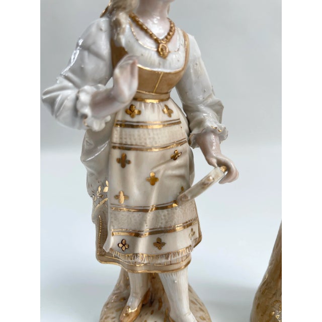 Gold Antique Paris Porcelain Gilt Figurines - a Pair For Sale - Image 8 of 10