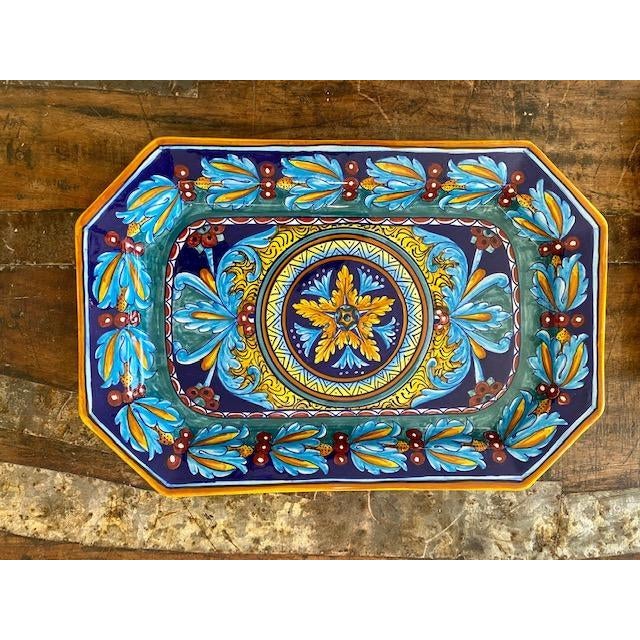 Ceramic Collectible Majolica Octagonal Tray, Large For Sale - Image 7 of 7