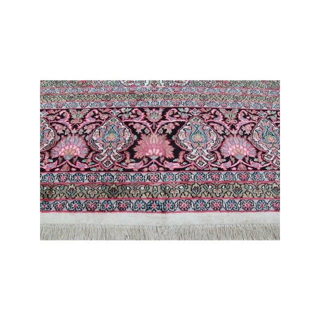 Black 12x18 Indo Kashmir Silk Area Rug - 100901 For Sale - Image 8 of 14