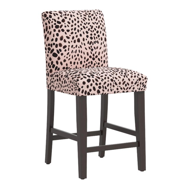 Chelsea Counter Stool in Pink Black Washed Cheetah For Sale