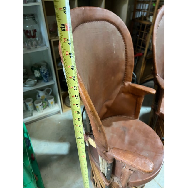 Vintage Pair of Wooden and Leather Equipale Chairs For Sale - Image 11 of 11