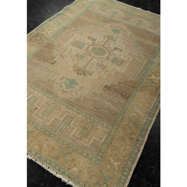 Textile Turkish Mini Rug Oriental Hand Knotted Vintage Rug 1'10" x 2'10" #21053 For Sale - Image 7 of 8