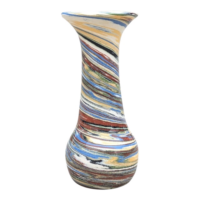 Mid 20th Century Desert Sands Multi Color Swirl Art Pottery Vase For Sale