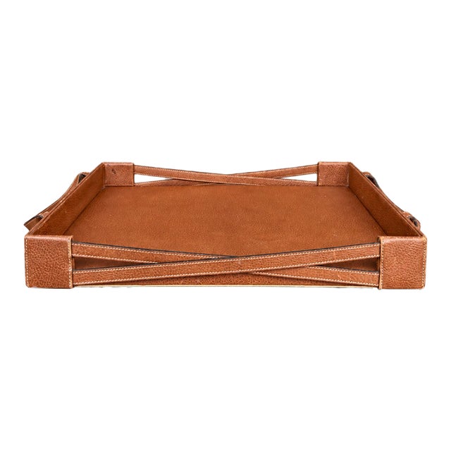 Vintage Gucci Italian Leather Serving Tray, Circa 2000, Attributed For Sale
