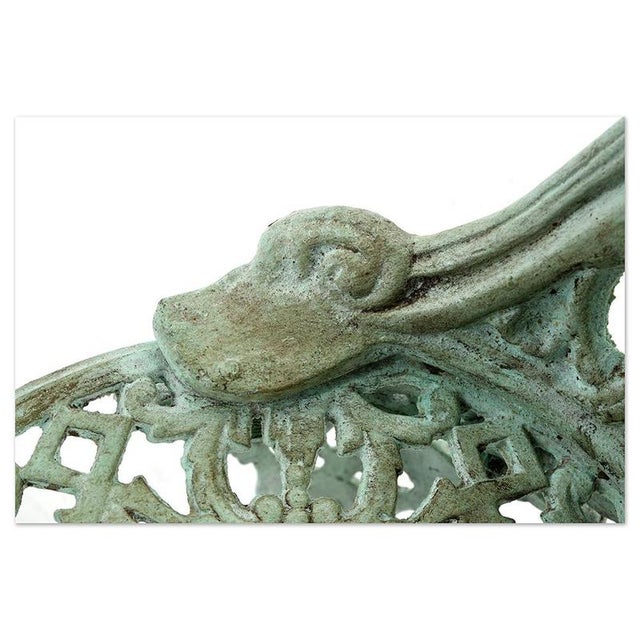 Weathered Cast Iron Garden Chair For Sale - Image 4 of 6