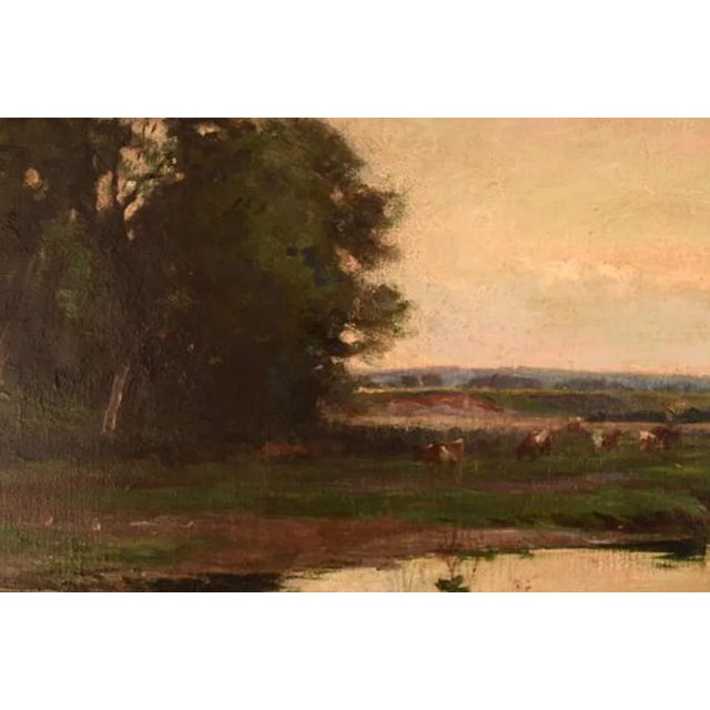 English Landscape with Grazing Cows by Joseph Milne For Sale - Image 4 of 10