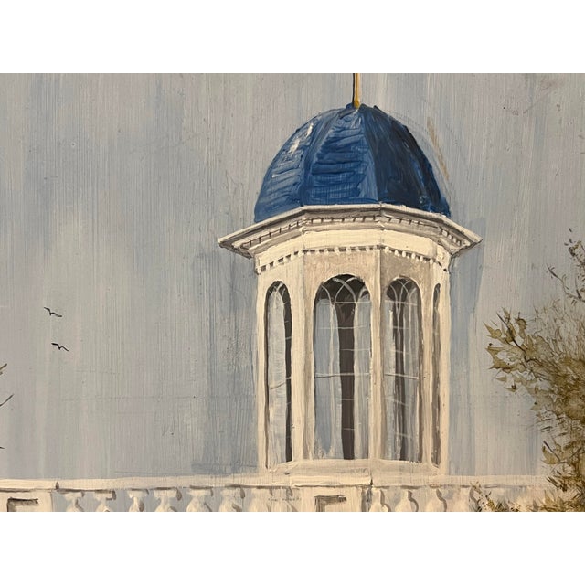 Elizabeth Wadleigh Leary (1937-), Amazing Blue Sky Cupola Acrylic Painting On Hardboard, Framed In Original Gold Accented...
