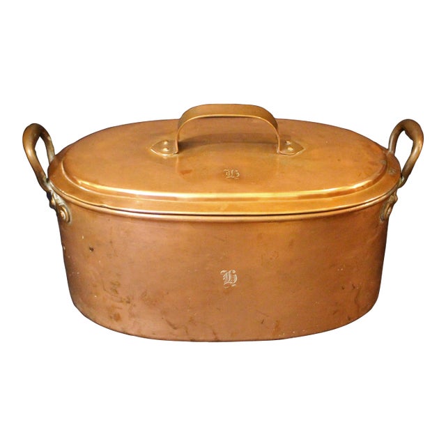 Circa 1860 English Large Oval Copper Fish Boiler For Sale