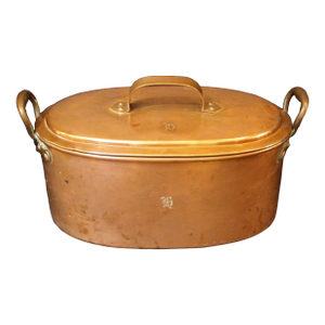 Circa 1860 English Large Oval Copper Fish Boiler