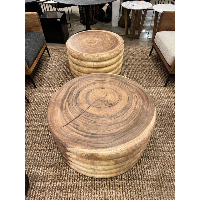 Wood Raw Ribbed Stack Coffee / Side Table For Sale - Image 7 of 8