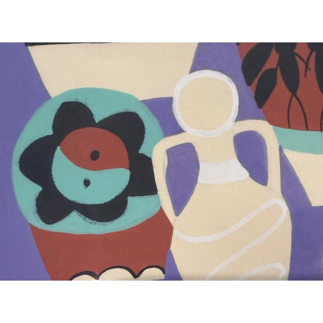 Purple 1970s Original Framed Jinshan Folk Art Painting of Pottery Artisans For Sale - Image 8 of 11