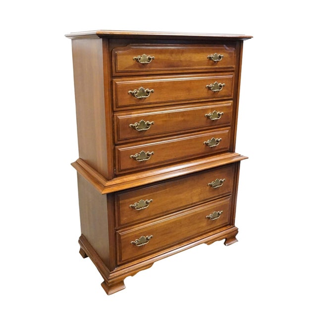 American Permacraft / Sanford Solid Cherry Early American Traditional 40" Chest on Chest 79-21 For Sale - Image 3 of 12