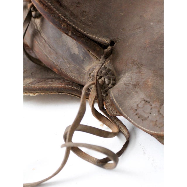 Textile Old Western Leather Saddle Decorative Ranch Decor For Sale - Image 7 of 15