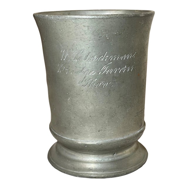 Rare Antique 18th Century Handmade Pewter Beer Mug Stein Early Touch Mark 1700's For Sale