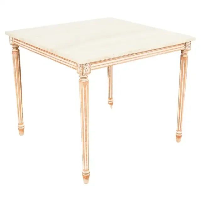 Louis XVI Style Travertine Top Dining Table or Game Table For Sale - Image 13 of 13