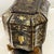 Gold Antique chinoiserie-painted wood tea caddy with tins inside // chippy finish // lacquer // gold and black // scenic box with paw feet For Sale - Image 8 of 18