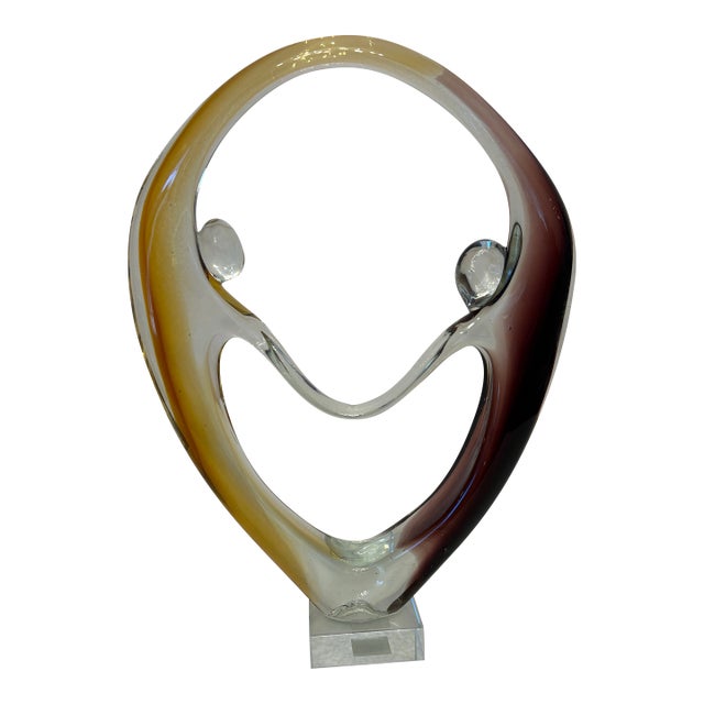 1960s Murano Style Couple Holding Hands on Pedestal For Sale