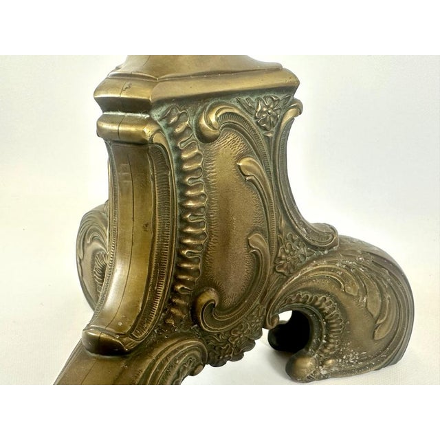 Metal Large French Bronze Altar Candlestick, 19th Century For Sale - Image 7 of 18